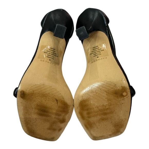 Express Women's Black Zipper Open Toe Heels 6 - Picture 6 of 6